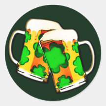 St. Patrick's Beer Mugs Round Stickers