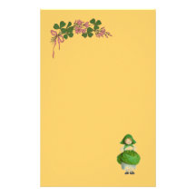 ST PATRICK'S DAY- IRISH GIRL AND SHAMROCKS CUSTOMIZED STATIONERY
