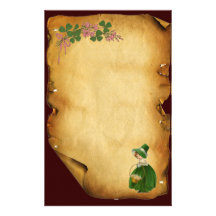 ST PATRICK'S DAY- IRISH GIRL AND SHAMROCKS CUSTOMISED STATIONERY