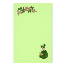 ST PATRICK'S DAY- IRISH GIRL AND SHAMROCKS PERSONALISED STATIONERY