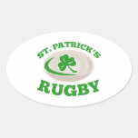 st. patrick's day rugby ball shamrock clover leaf oval sticker