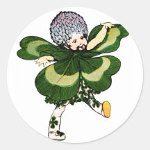 St. Patrick's Day Shamrock Leprechaun Round Stickers