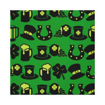 St Patricks Day Shamrock Pot of Gold Green Beer Stretched Canvas Prints