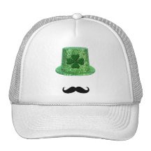 St. Patrick's Day Shamrock Sparkle Hat & Moustache