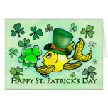 St Patrick's Green Shamrocks lucky irish goldfish Cards