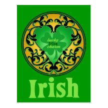 St. Patrick's Heart Lucky Charm Post Card