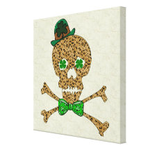 St. Patrick's Leopard Skull Gallery Wrapped Canvas