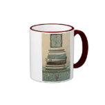 stack of books coffee mugs