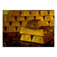Stacks of gold bars greeting cards