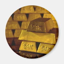 Stacks of gold bars refrigerator magnet