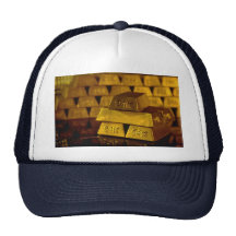 Stacks of gold bars trucker hat