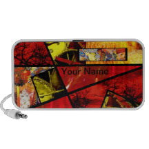 Stain Glass  Photo Collage (reds) PC Speakers