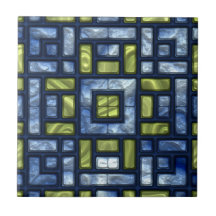 STAINED GLASS BLUE & GREEN Tile