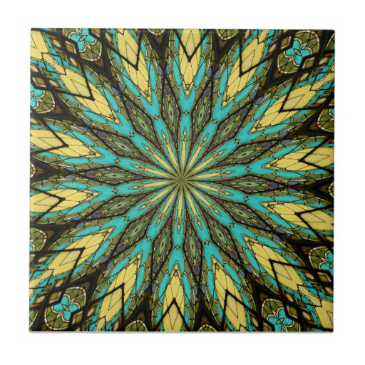 Stained Glass Kaleidoscope #6 Ceramic Tile