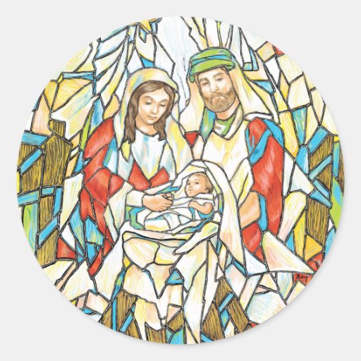 Stained Glass Nativity Painting Stickers