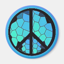 Stained Glass Peace Symbol Magnet