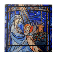 Stained Glass Style Nativity Ceramic Tiles