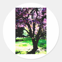 Stained Glass Tree Round Stickers