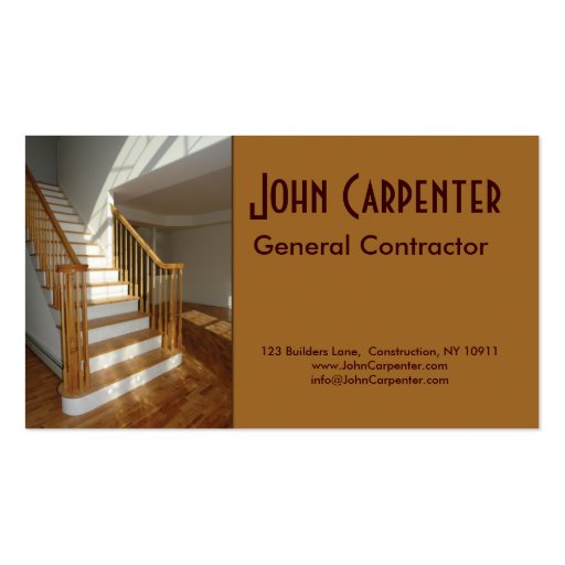 Staircase In New Construction Home Business Card Template Zazzle Free General Contractor Business Card Templates