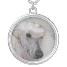 standard white poodle personalized necklace