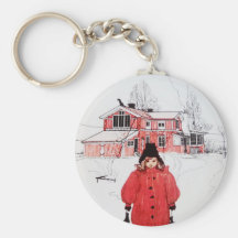 Standing in Winter Snow Keychains