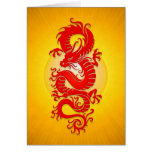 Star Burst Chinese Dragon, red and yellow Greeting Card