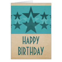 Star Cascade Birthday Card, Teal
