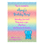 Star elephant on rainbow birthday invitation invitations