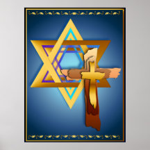 Star Of David and Triple Cross Poster
