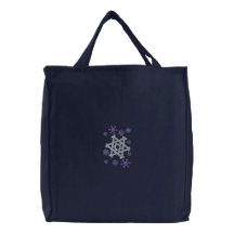 Star of David Snowflake Embroidered Tote Bag