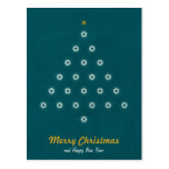 Star Pattern Christmas Tree Blue Postcard