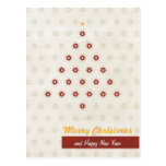 Star Pattern Christmas Tree Cream Red Postcard