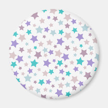 Star Pattern - Purple Pink and Blue on White Magnet