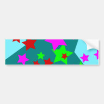 Star Struck Fun Stars Teal Red Pink Lime Orange Bumper Stickers