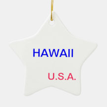 Star with hawaii and honolulu on it> christmas ornament
