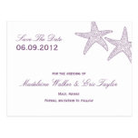 Starfish Save The Date Postcard - Purple