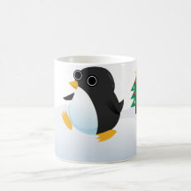 Staring penguin mug