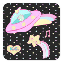 Starry Alien Space Ship stickers