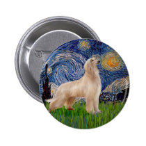 Starry Night - Afghan Hound (cream stand) buttons