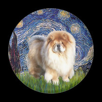 Starry Night - Chow Chow (cream) magnets