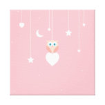 Starry Night Owl Pink Gallery Wrap Canvas