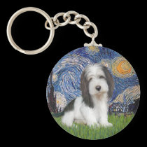 Starry Night - Petit Basset (PBGV) keychains