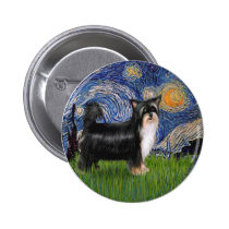 Starry Night - Puff Chinese Crested (tri colour) buttons