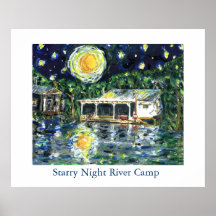 Starry Night River Camp Print