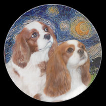 Starry Night - Two Blenheim Cavaliers plates