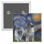 Starry Night - Two Keeshonds Buttons