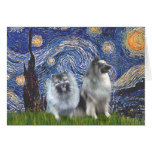Starry Night - Two Keeshonds Cards