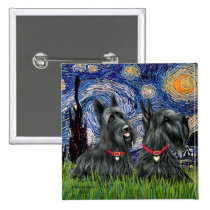 Starry Night - Two Scottish Terriers buttons