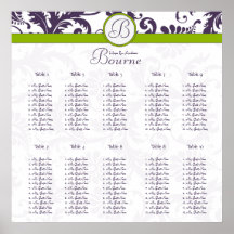 starts at $12.80 Damask Seating Chart 10 Tables Poster
