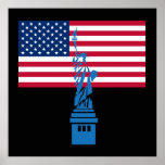 Statue of Liberty and American Flag Canvas Print